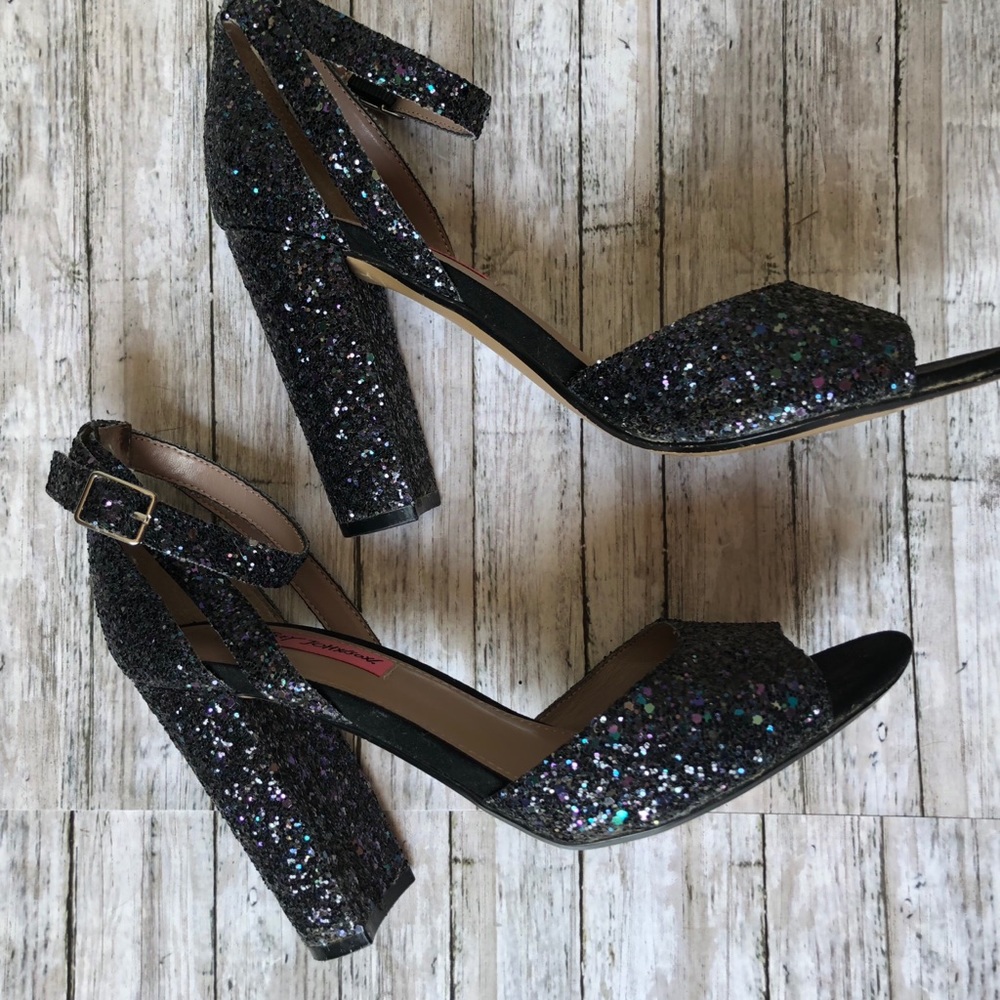 Betsey Johnson Glissten Chunky Open Toe Heels